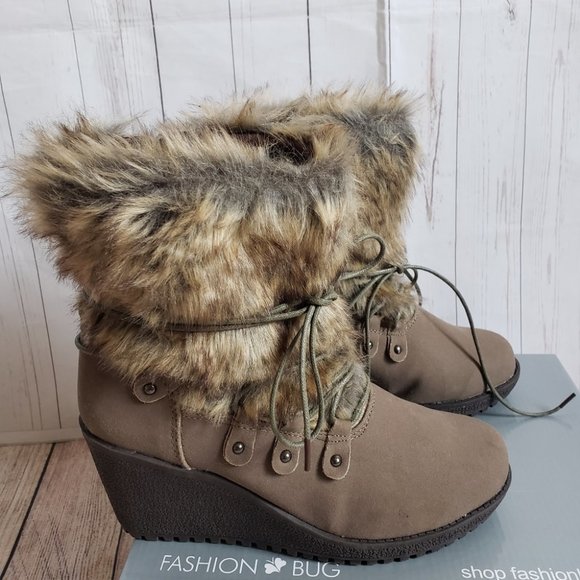 FASHION BUG FLURRY TAUPE ANKLE BOOTS - Picture 5 of 6